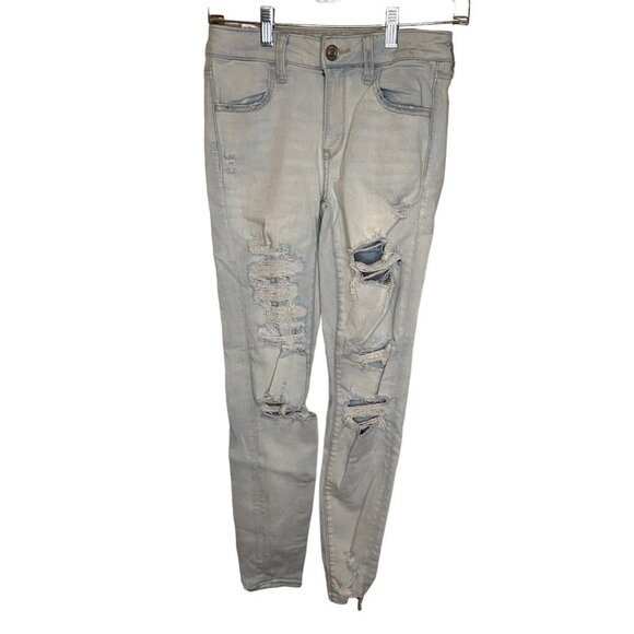 American Eagle Outfitters Women Size 6 Regular Jegging Stretch Ripped Distressed - Picture 1 of 14